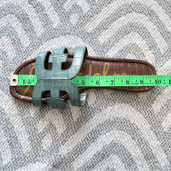 SAM EDELMAN Bay Teal Croc Faux Leather Slide Sandals 8M - Picture 8 of 9